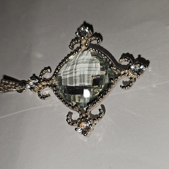 New Prasiolite and topaz Sterling Silver Pendant. Green Amethyst 💚 - Picture 2 of 6